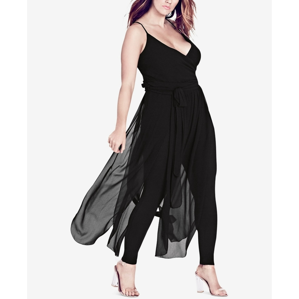City Chic Chiffon Overlay Jumpsuit